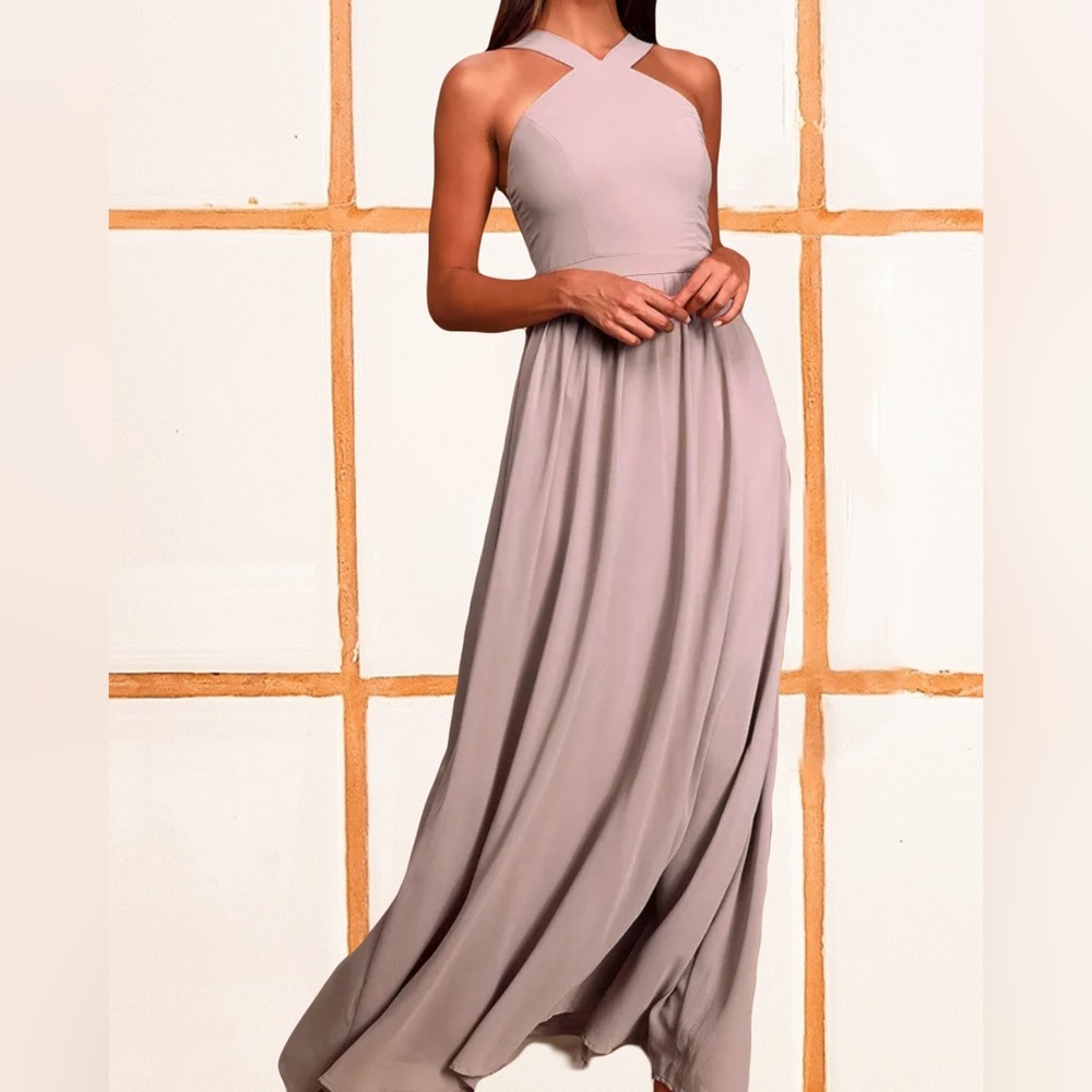 Air of Romance Taupe Maxi Dress Lulus Size S NWT